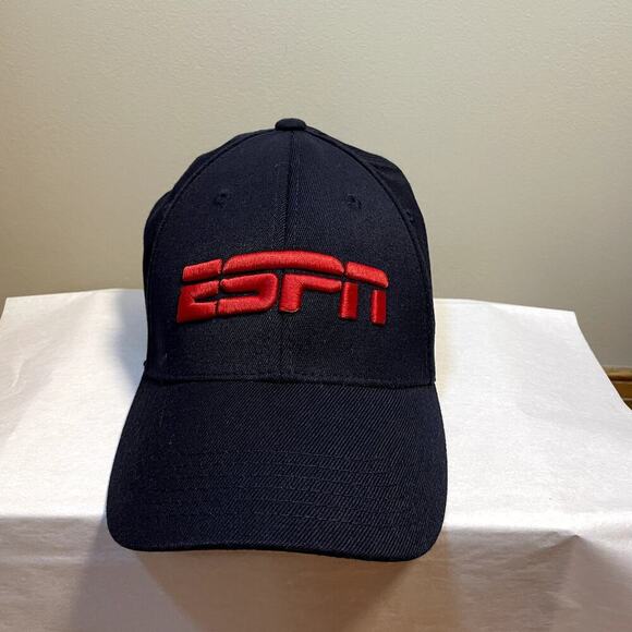 Men's Navy Blue ESPN Baseball Cap Bold Spellout Est 1979 Sports DadCore Logo - Picture 1 of 7
